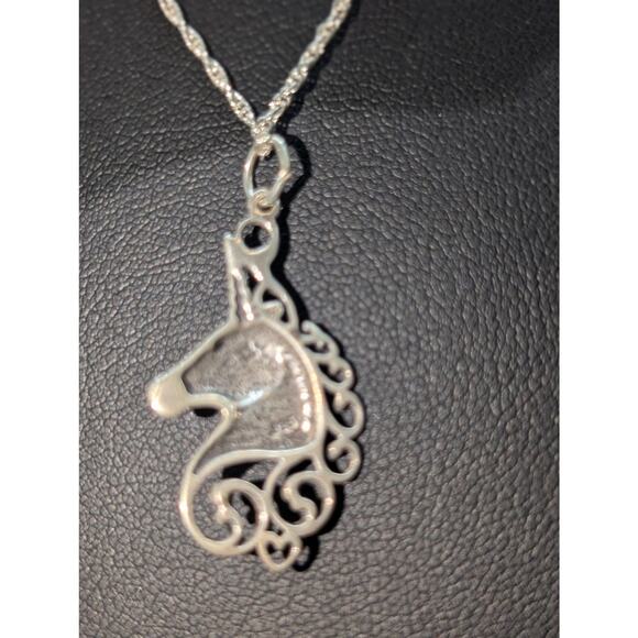 Vintage 1983 925 Sterling Silver Unicorn Pendant Charm Rope Chain 18" Necklace - Picture 5 of 8